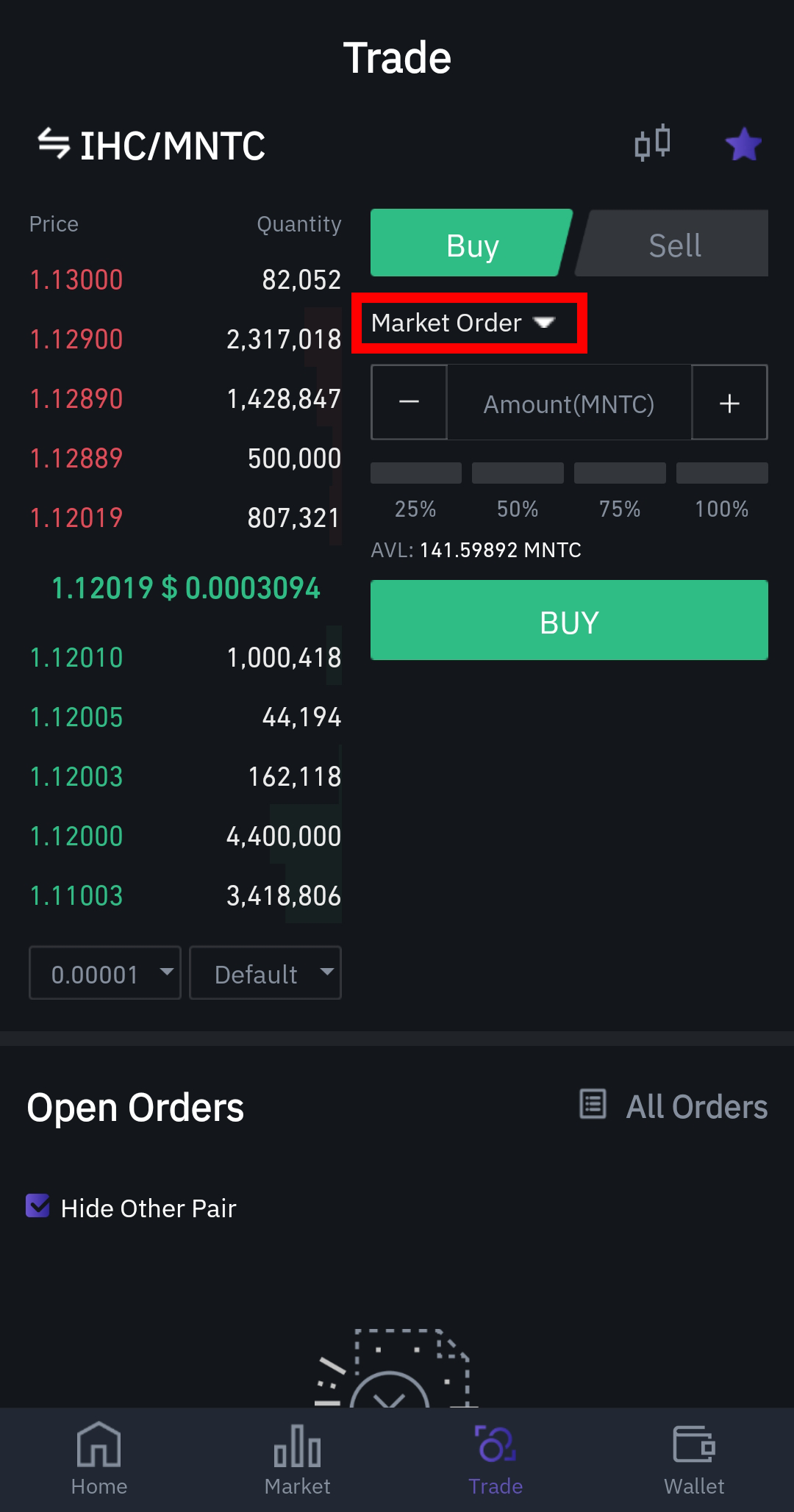 how to set a buy order on crypto.com